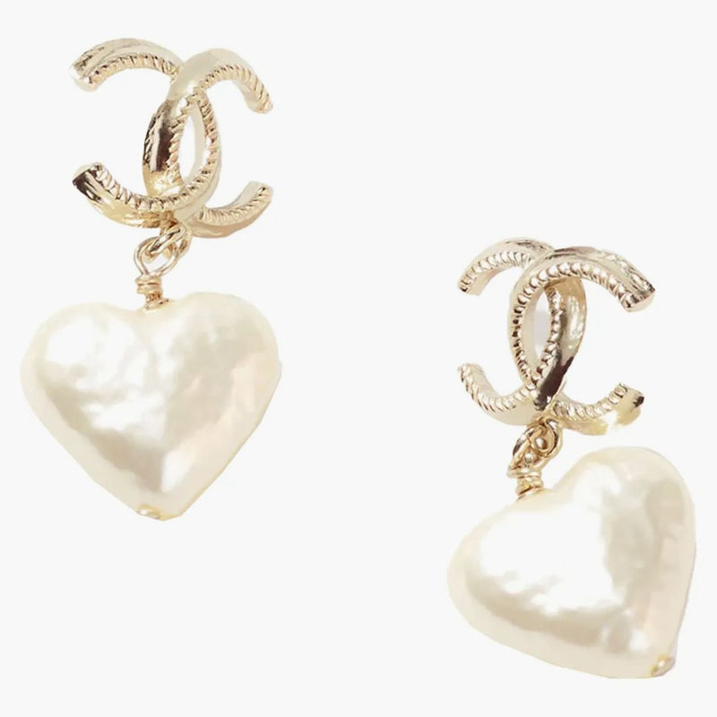 Chanel Gold/Pearly White örhängen guld
