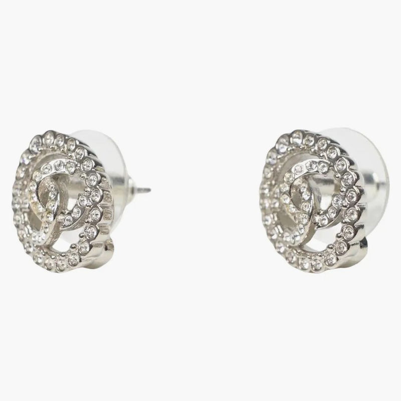 Chanel Gold Ring CC Logo Earingers Light Gold/Crystal