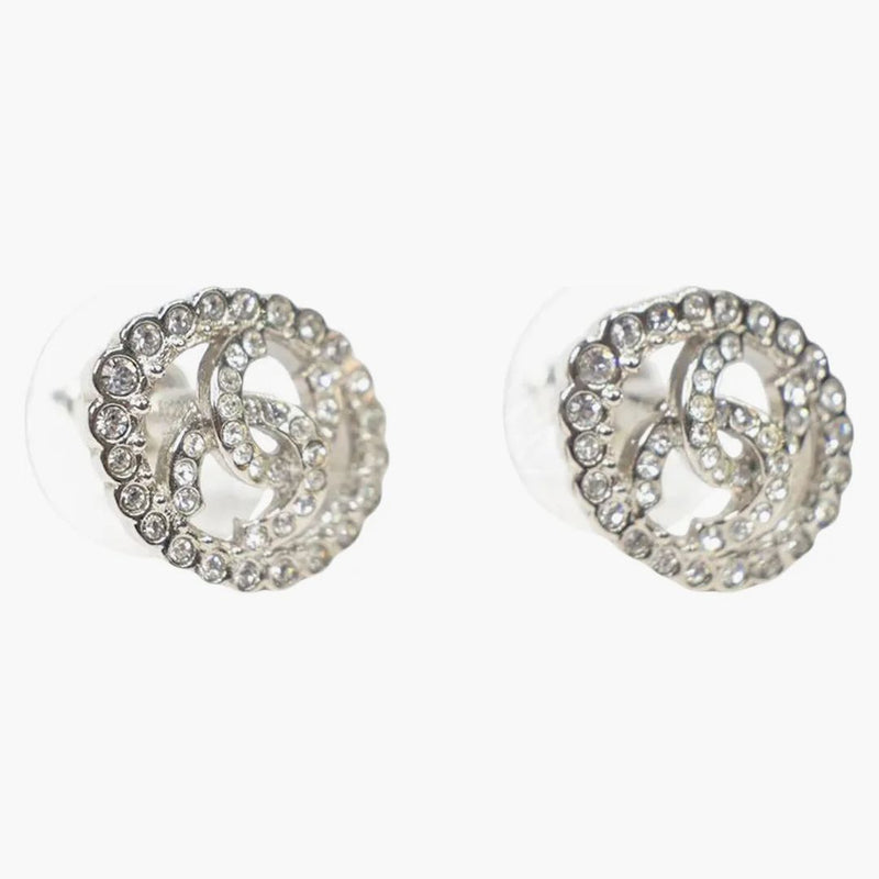 Chanel Gold Ring CC Logo Earingers Light Gold/Crystal
