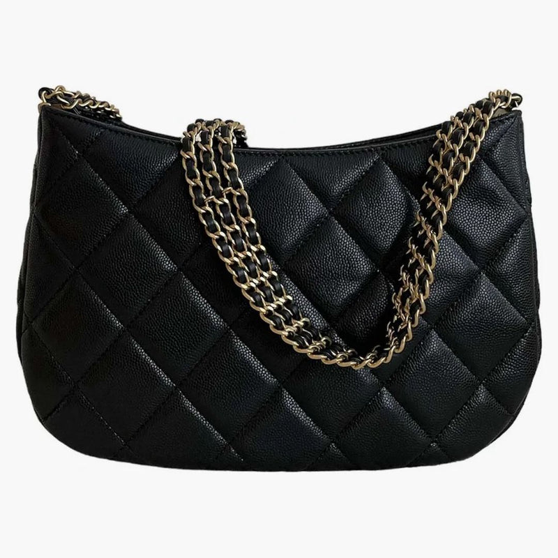 Chanel Grained Calfskin 24C Hobo Bag Black (AS4612)
