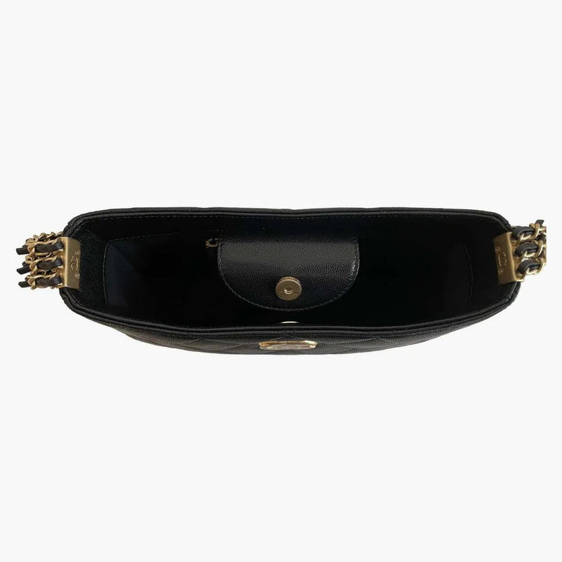 Chanel Grained Calfskin 24C Hobo Bag Black (AS4612)