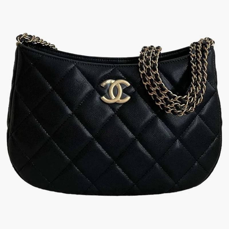 Chanel Grained Calfskin 24C Hobo Bag Black (AS4612)