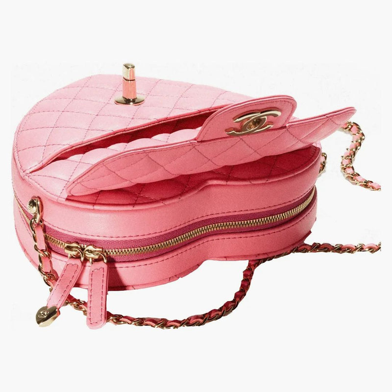 Chanel Heart Bag 22s Coral Pink Lambskin