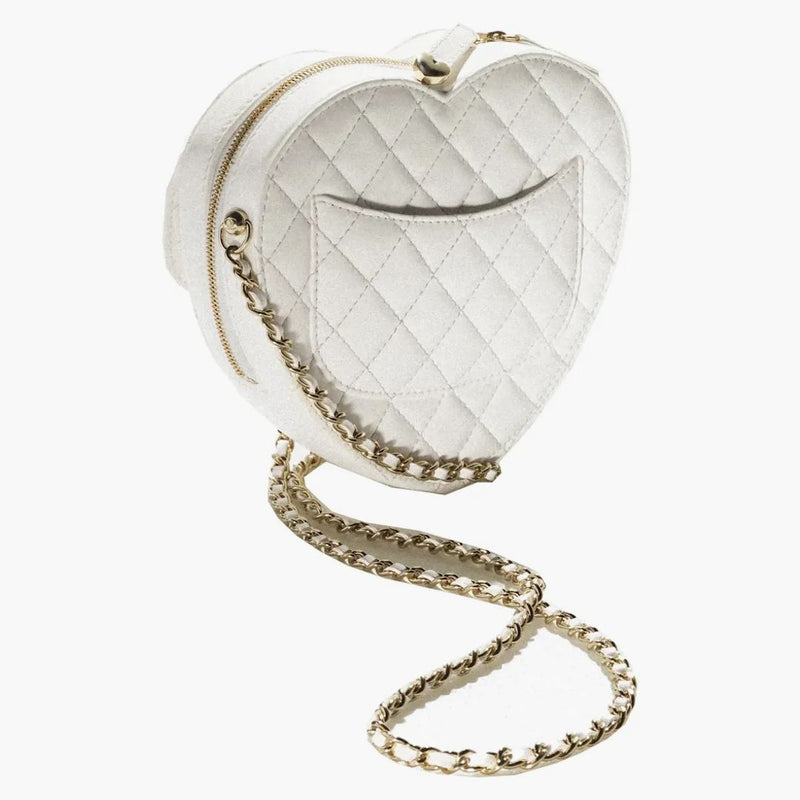 CHANEL Srdeční sáček 22s bílá jehněčí kůže