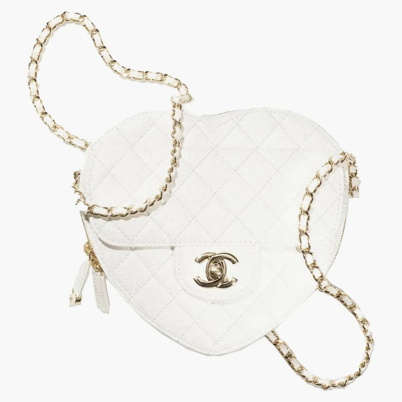 CHANEL Srdeční sáček 22s bílá jehněčí kůže