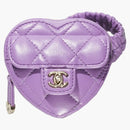 Chanel Heart Zipped Arm Coin Purse 22s Purple Lambskin