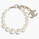 Chanel Interlocking Bracelet Gold/White/Crystal