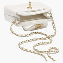 Chanel Kelly Clutch with Chain Micro 23k Shiny Agged Calfskin White