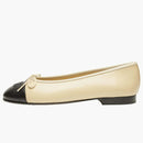 Chanel Lambskin 10mm Ballet Flats Beige Black