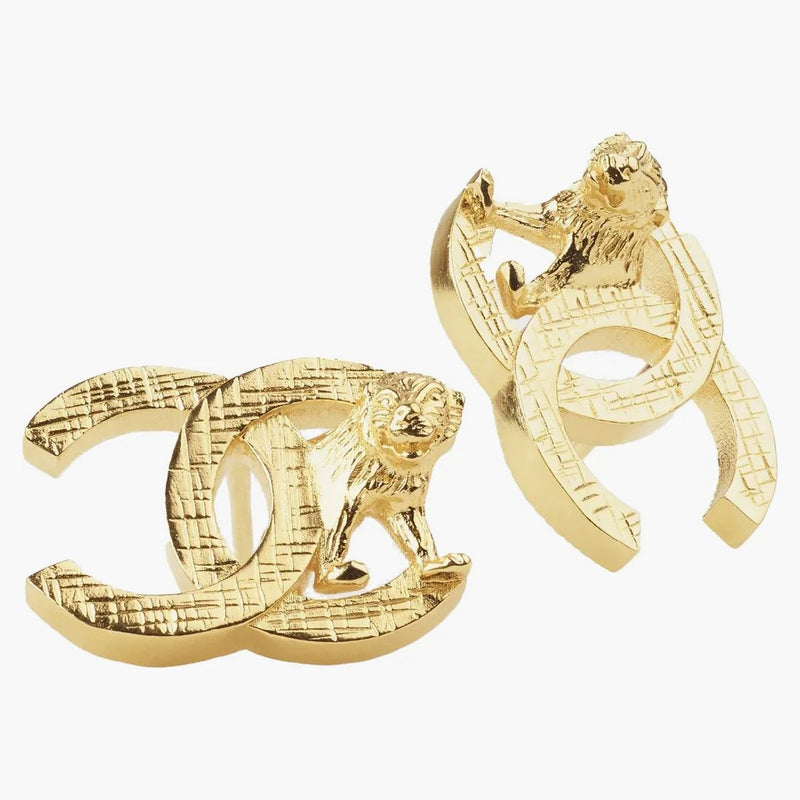Kovové náušnice Chanel Lion Gold
