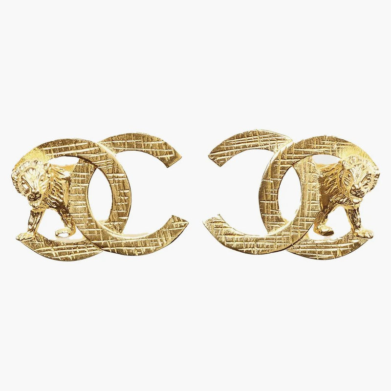 Kovové náušnice Chanel Lion Gold