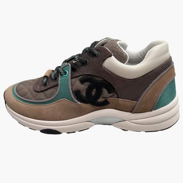 Chanel Low Topptränare beige grön