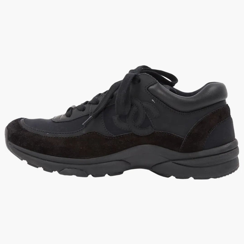 Chanel Low Topptränare CC Triple Black Suede