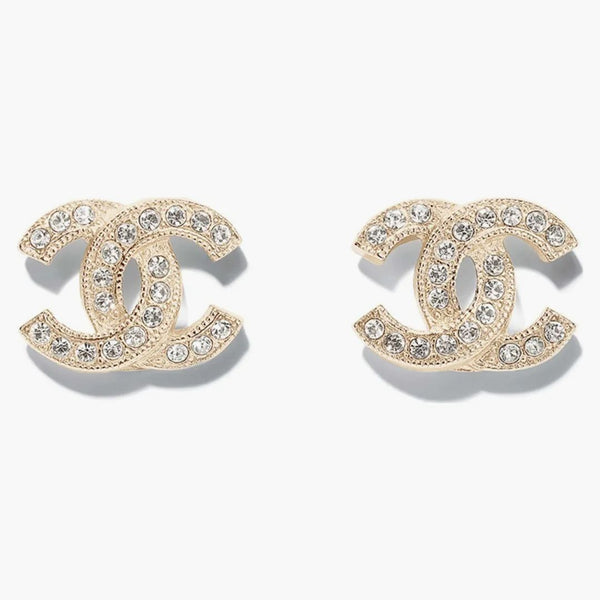 Chanel Metal & Diamantés Earrings Silver/Gold