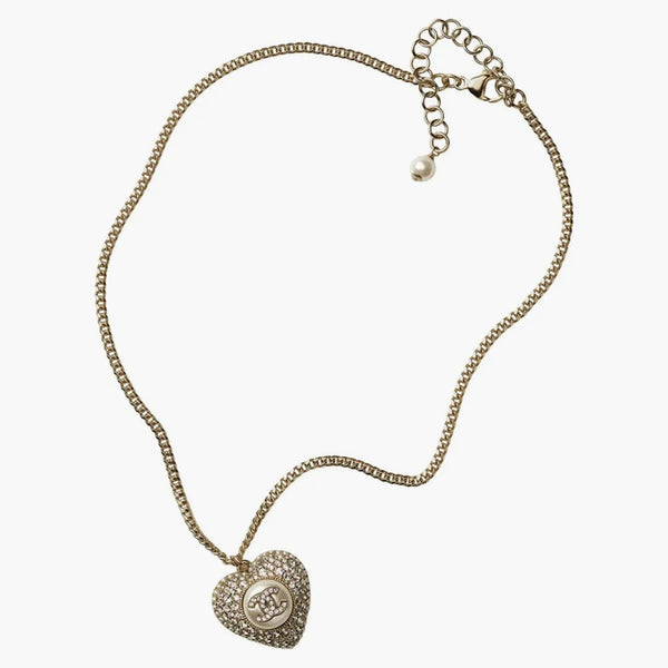 Chanel Metal Necklace AB9385 Gold/White