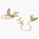 Chanel Metal and Strass Earrings Crystal Gold