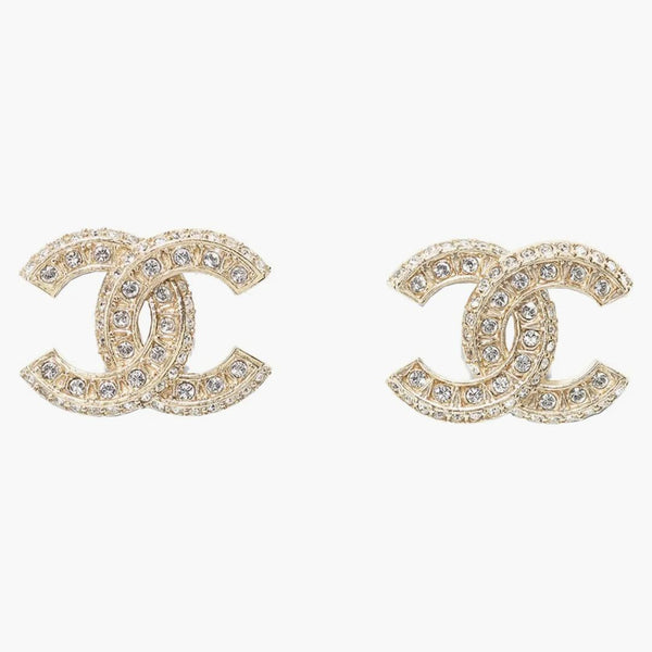 Chanel Metal and Strass Earrings Resin Gold