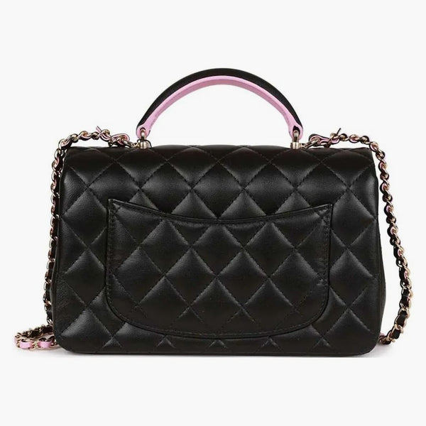 Chanel Mini Classic Flap Bag with Handle Black/Pink (AS2431)