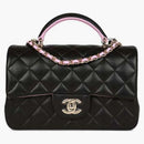 Chanel Mini Classic Clap Bag s rukojetí černou/růžovou (AS2431)