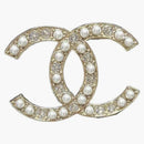 Chanel Pearl & Crystal CC Logo Brooch Gold/Pearl (Fig779)