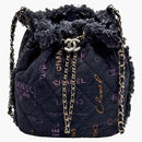 Chanel Printed Denim Bucket Shoulder Bag Black (AS3027-B07543-NH449)