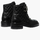 Chanel Quilted Combat Boot Black Leather
