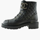 Chanel Quilted Combat Boot Black Leather