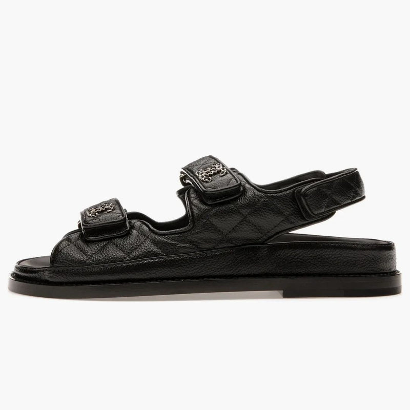 Chanel Quilted Dad Sandal Black Leather