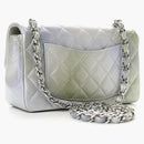 Chanel Quilted Rectangular Flap Bag Mini Metallic Gray/Green
