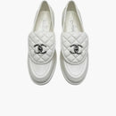 Chanel Quilted Tab Loafers White Leather