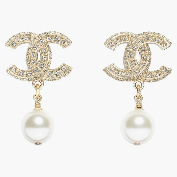 Chanel Resin and Strass Metal Earrings Gold/Transparent