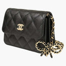 Chanel ribbon chain mini cardholder crossbody black (AP3348-B10706-94305)