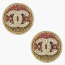 Kolczyki logo Chanel Round CC Pink (ABA407)