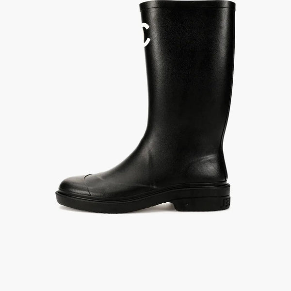 Chanel Rubber Rain Boots Black