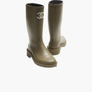 Chanel Rubber Rain Boots Dark Beige