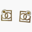 Chanel Square CC Logo Hoop Earrings Small Gold (Fig739)
