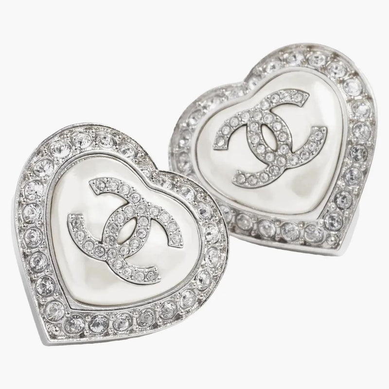 Chanel Stud Earrings Silver/pearly White/crystal (abb632 B14143 Nr575)