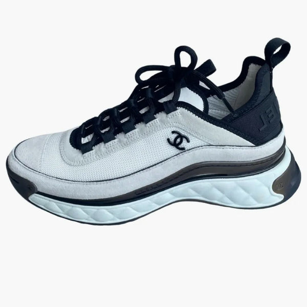 Chanel Suede Trainer White Black Suede (Women's)