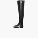 Chanel Thigh High Rubber Rain Boots Black