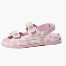 Chanel Tweed Sandal Pink Ecru Cotton