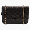 Peněženka Chanel na řetězu prošívané kaviárové zlaté tóny černé