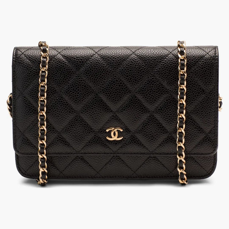 Chanel Wallet on Chain Quilted Caviar Gold-Tone Black