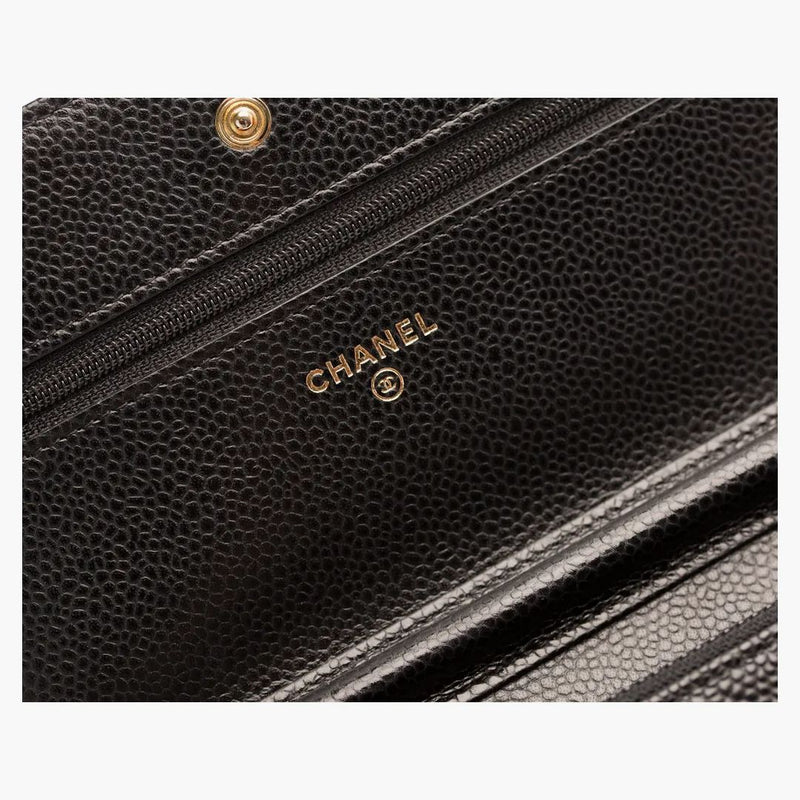 Chanel Wallet on Chain Quilted Caviar Gold-Tone Black