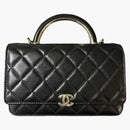 Billetera de Chanel en la cadena con manzana de piel de cordero y negro dorado negro (AP2844-B08461-94305)