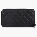 Chanel Zip Around Wallet Quilted Diamond Long Black