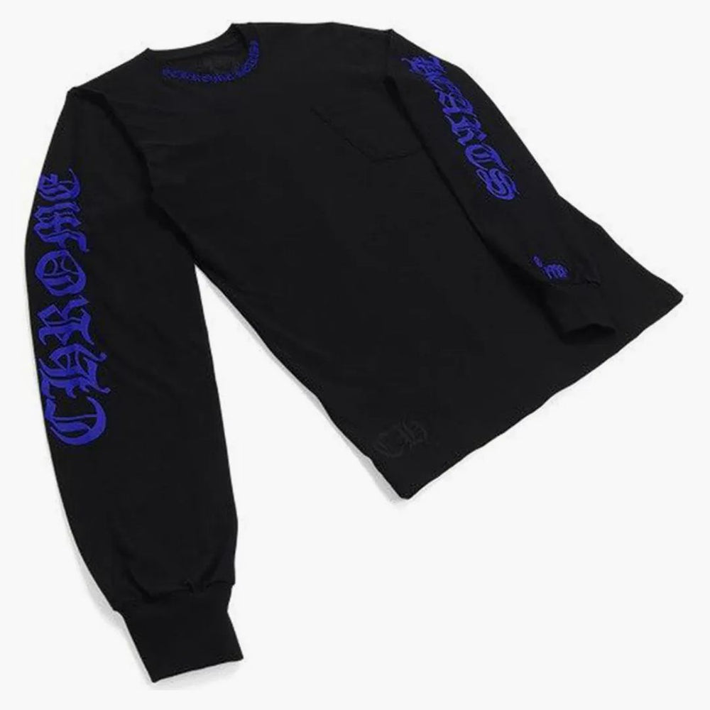 トップス Chrome Hearts 1988 Neck Logo Long Sleeve Chrome Hearts 1988 Neck Logo Long Sleeve T-Shirt Black/Blue-Buy at