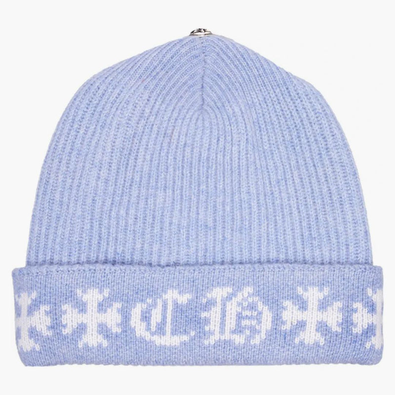 Chrome Hearts Big Daddy Cashmere Beanie Light Blue/white