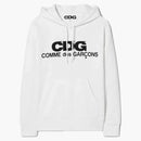 Comme Des Garcons Logo Printed Hoodie White