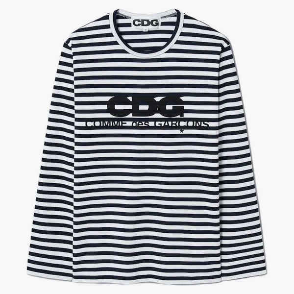 Comme Des Garcons Long Sleeved Stripe T-shirt Navy