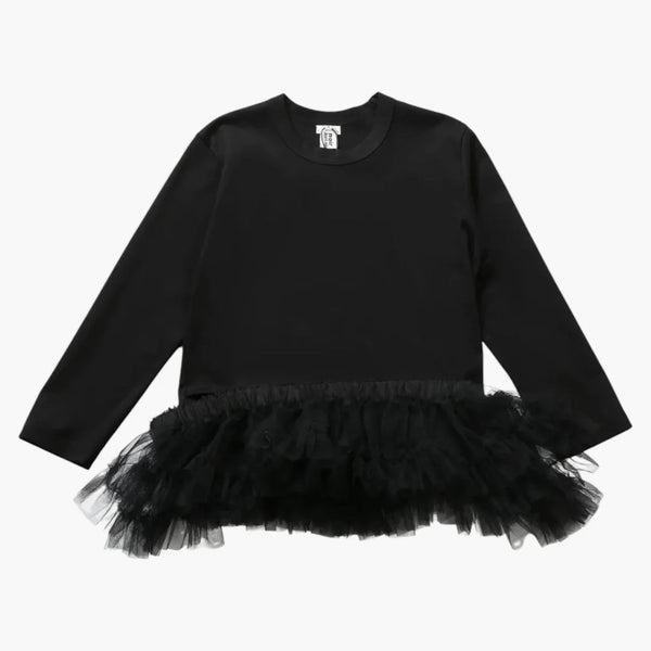 Comme Des Garcons Mesh Insert Long Sleeve Top Black